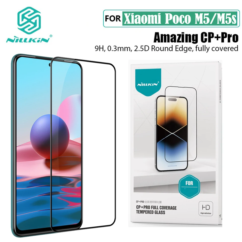 Pre Xiaomi POCO M5S M5 Temperované sklo Nillkin CP+Pro Ultra-tenký 2,5D plné lepidlo plne chránič obrazovky pre nálepku Poco M5S
