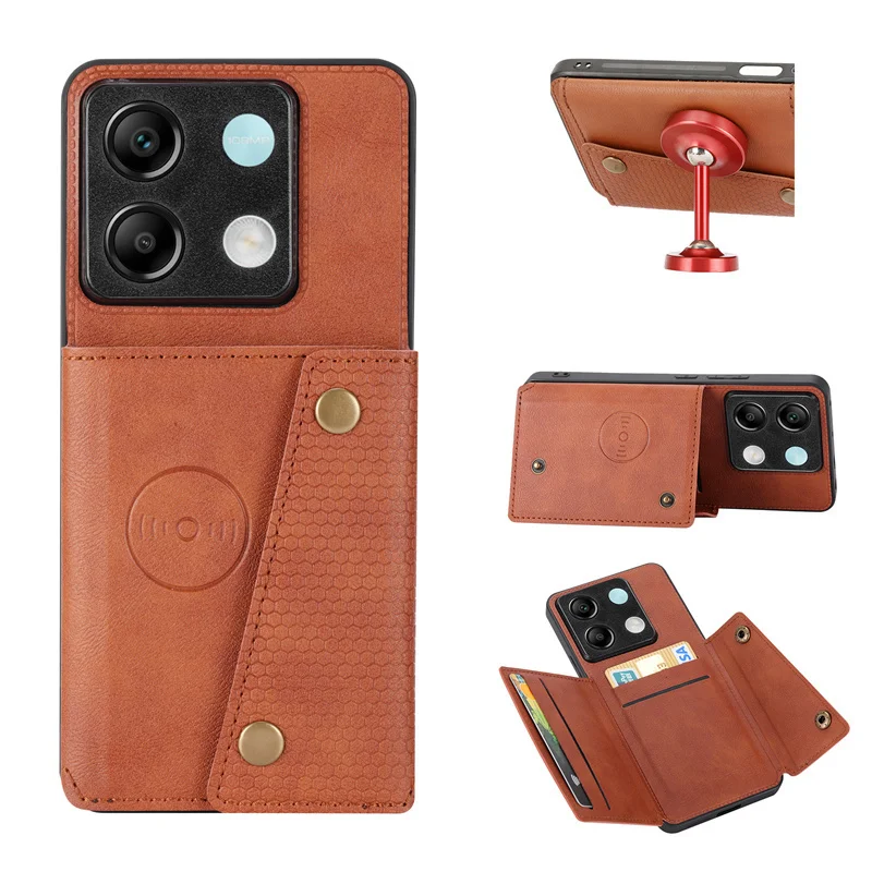 Pre Xiaomi POCO X6 5G puzdro auta Magnetický držiak na kartu slot pre puzdro pre Poko Little X6 x 6 POCOX6 5G Kožený zadný kryt kože