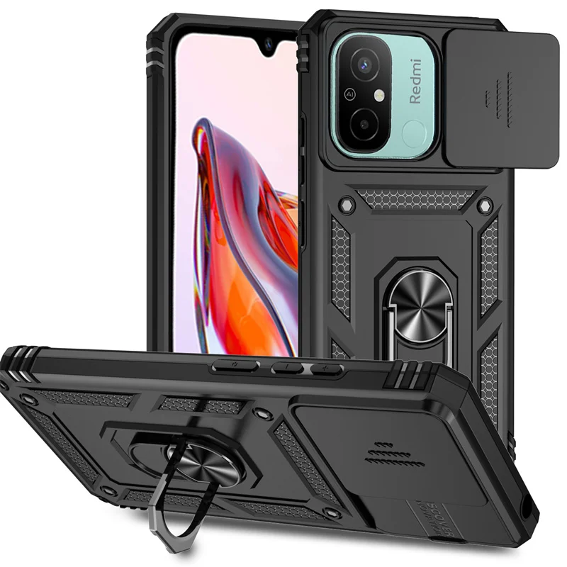 Pre Xiaomi Redmi 12C puzdro Shock odolný voči skrini Armor Camera Camera chránte puzdro pre telefón pre Xiaomi Redmi 12c 12 C 12 C Redmi12c 4G zadný kryt 4G