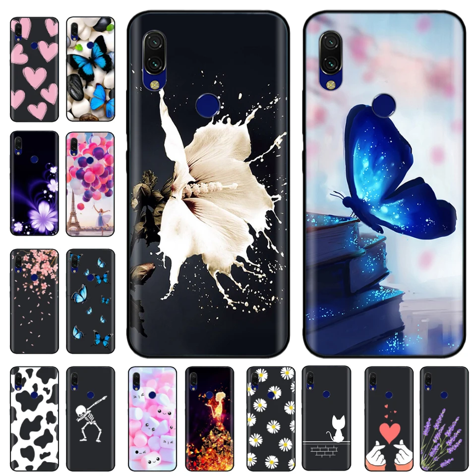 Pre Xiaomi Redmi 7 Case Redmi7 Čierny kremíkový nárazník Soft TPU Puzdro pre telefón pre Xiaomi Redmi Poznámka 7 Pro Note7 Prípad Funda Coque