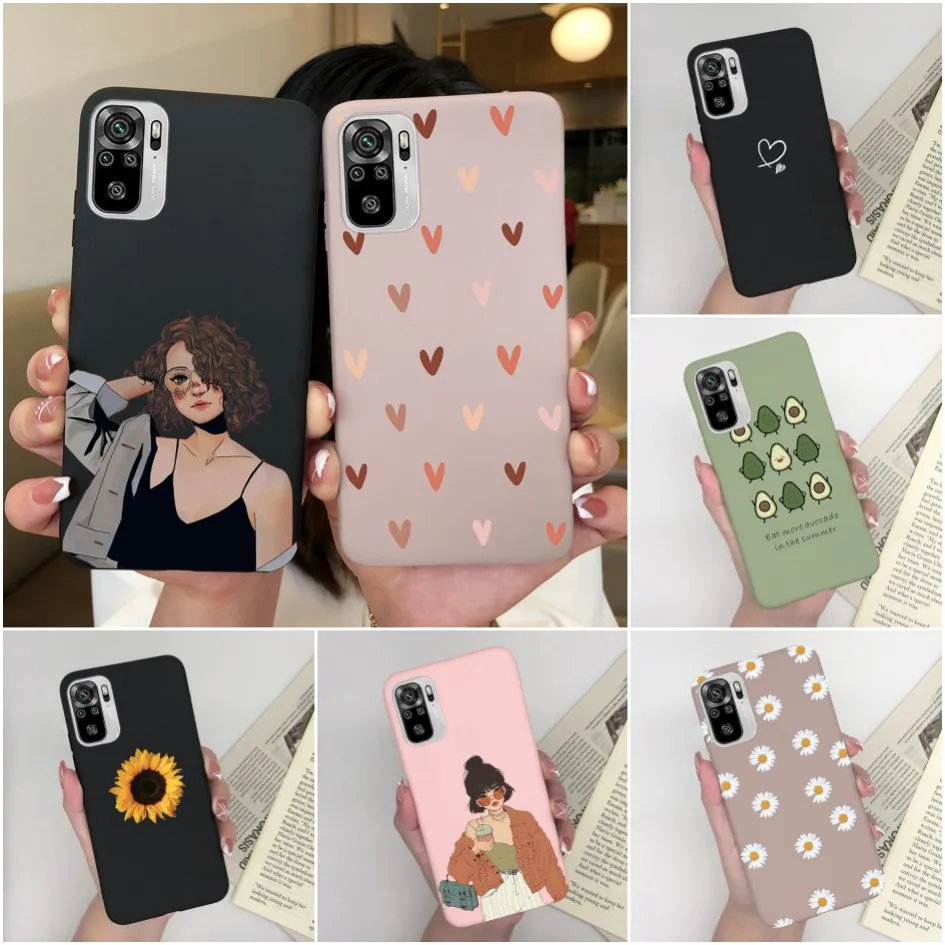 Pre Xiaomi Redmi Note 10 Pro Max Case Cuce Cuce Fashion Heart Avokádo mäkký silikónový kryt pre Redmi Note 10s Poznámka 10 S Note10 Fundas