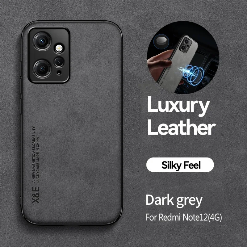 Pre Xiaomi Redmi Note 12 4G puzdro kožené auto magnetický držiak na telefónny kryt pre redmy nie 12 note12 4G Soft TPU FTame Protect Funda