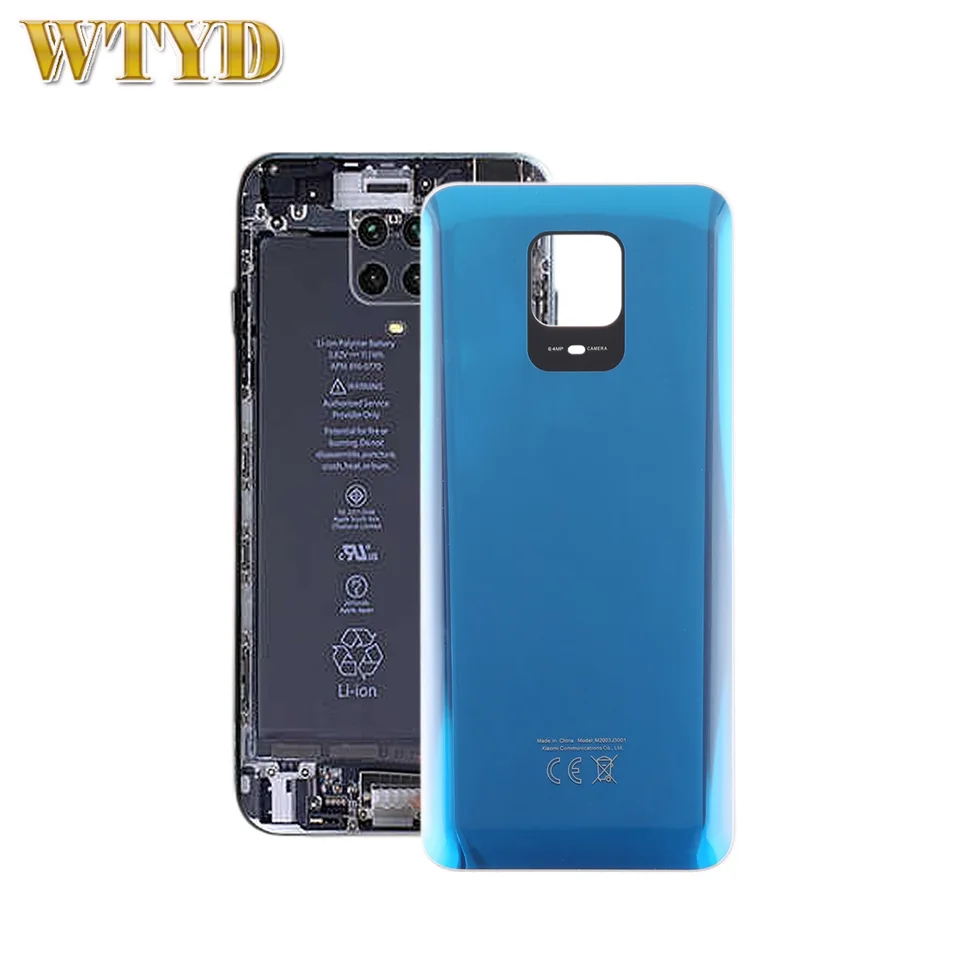 Pre Xiaomi Redmi Note 9 Pro India India Glass Glass Batériu zadný kryt telefón Výmena dielov