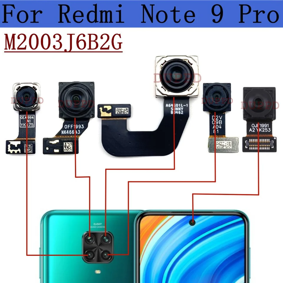 Pre Xiaomi Redmi Note 9 Pro Note9 9Pro predná zadná kamera hlavná otočená predná selfie kamera Modul M2003J6B2G