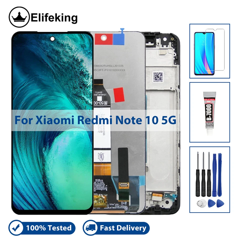 Pre Xiaomi Redmi Poznámka 10 5G LCD displej M2103K19C Digitalizátor dotykovej obrazovky pre Redmi Note 10 5G M2103K19G Výmenné diely