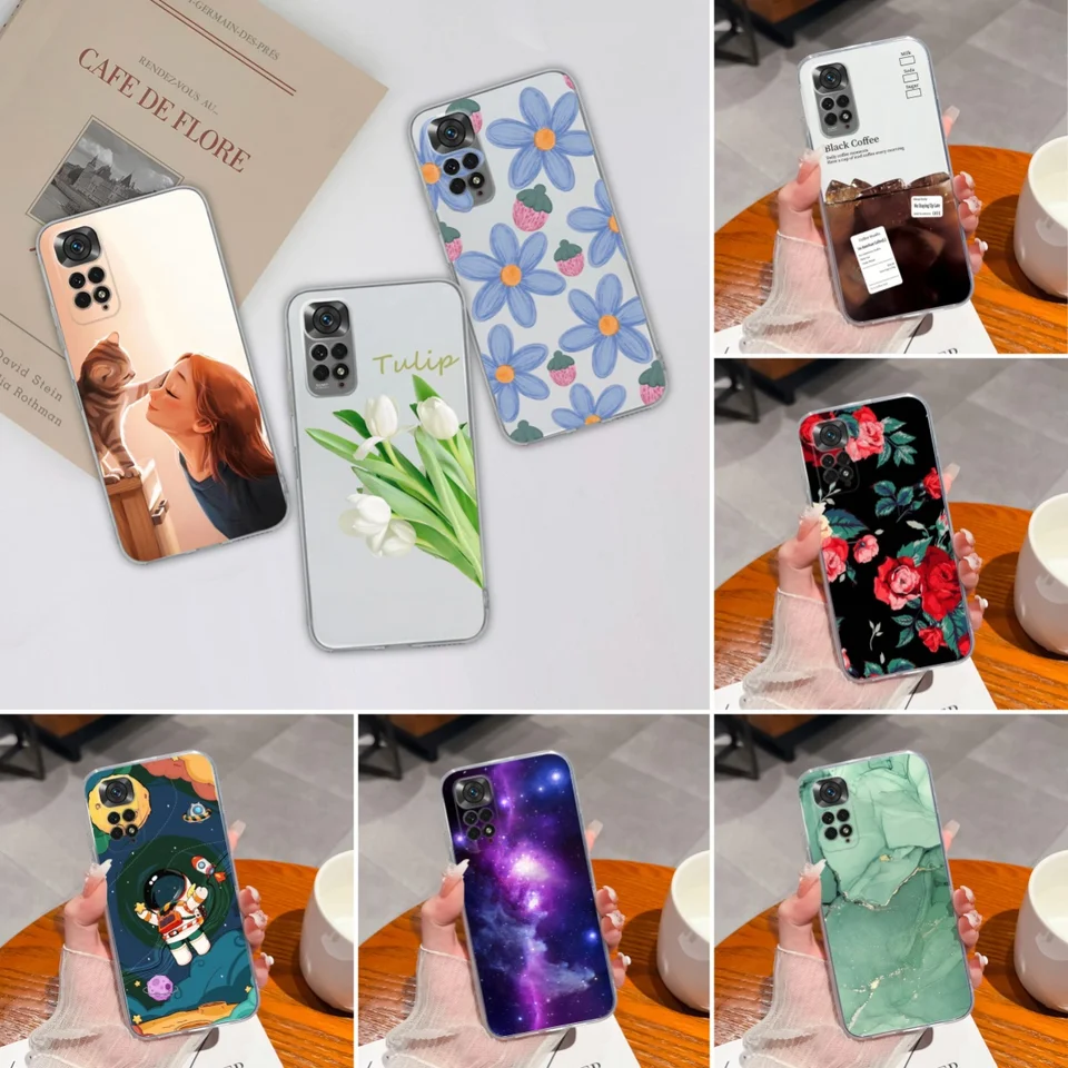 Pre Xiaomi Redmi Poznámka 11 11S 4G 5G 11Se Creative Clear Silikone Anti Drop Back Cover pre Redmi Note11 11 S SE Funda Bumper