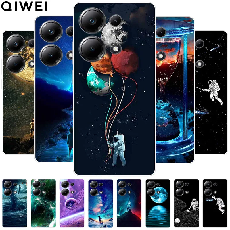 Pre Xiaomi Redmi Poznámka 13 Pro 4G Case Space Planet Planet Soft TPU Puzdrá telefónov pre Redmi Note13 Pro 4G Silikónový zadný kryt Clear Bumpers