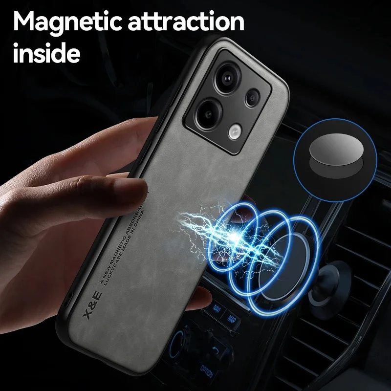 Pre Xiaomi Redmi Poznámka 13 Pro 5G Pase kožený magnetický stojan s kovovými doskami Phoen Puys pre Redmi Note 13 Pro + Plus zadný kryt