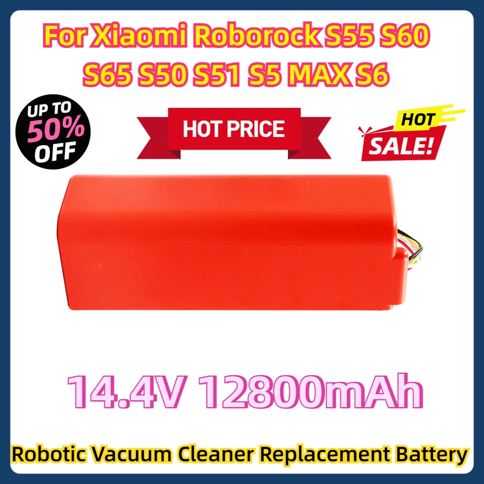 Pre Xiaomi Roborock S55 S60 S65 S50 S51 S5 Max S6 diely BRR-2P4S-5200S 14.4V 12800 mAh Robotický vákuový čistiaci prostriedok Výmena batérie