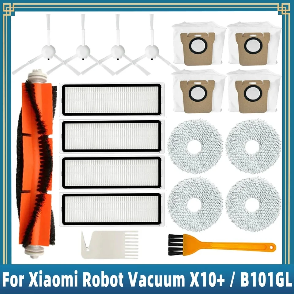 Pre Xiaomi Robot vákuum x10+ x10 plus b101gl náhradné diely doplnky hlavná bočná kefa Hepa Filter Dust Bag Rag Mop Slock Box