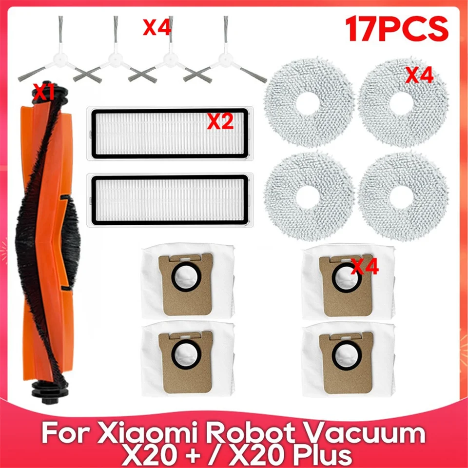 Pre Xiaomi Robot vákuum x20 + / x20 plus hlavná bočná kefa hepa filtračný mop handričkový vrecko Prach Doplnky