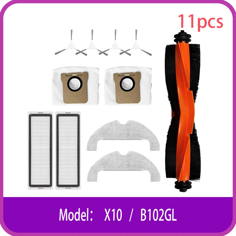 Pre Xiaomi X10 B102GL robotického vysávača hlavnej kefy+bočná kefa+filter+mop handrička+prachové vrecko náhradné diely Výmena čistiacej súpravy