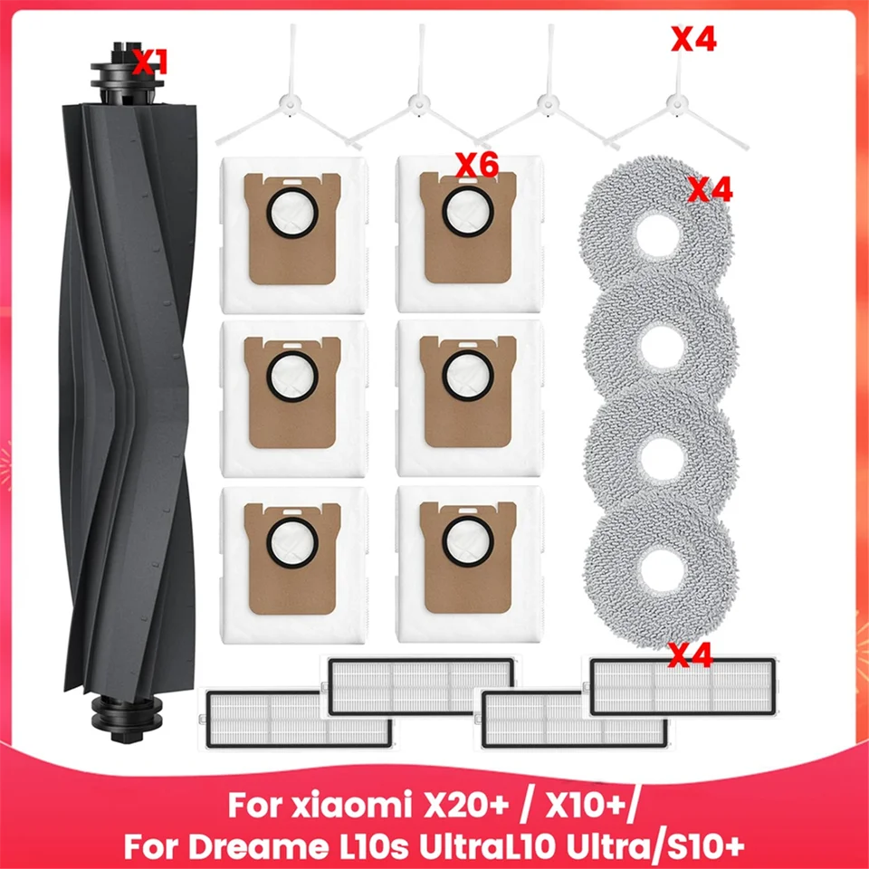 Pre Xiaomi X20+ / X10+, pre Dreame L10S Ultra, L10 Ultra, S10+ vysávač, náhradné diely kefy filtra mopu mop
