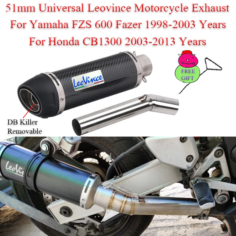 Pre Yamaha FZS 600 Fazer 1998-2003 pre Honda CB1300 2003-2013 Motocyklové výfukové motocle Escape so stredným zabijakom DB Killer odnímateľný