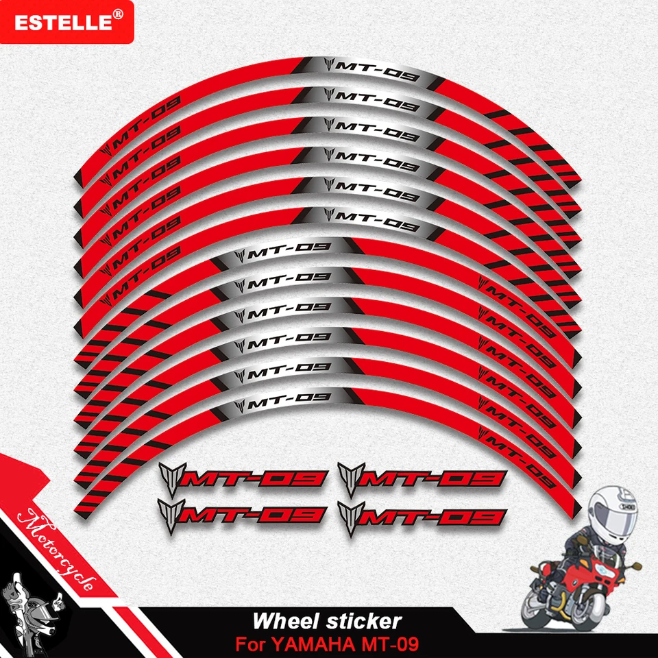 Pre Yamaha MT-09 MT09 MT 09 Motocyklové reflexné nálepky Wheels Moto RIM STRACETY Ozduky Ochrana ráfika.