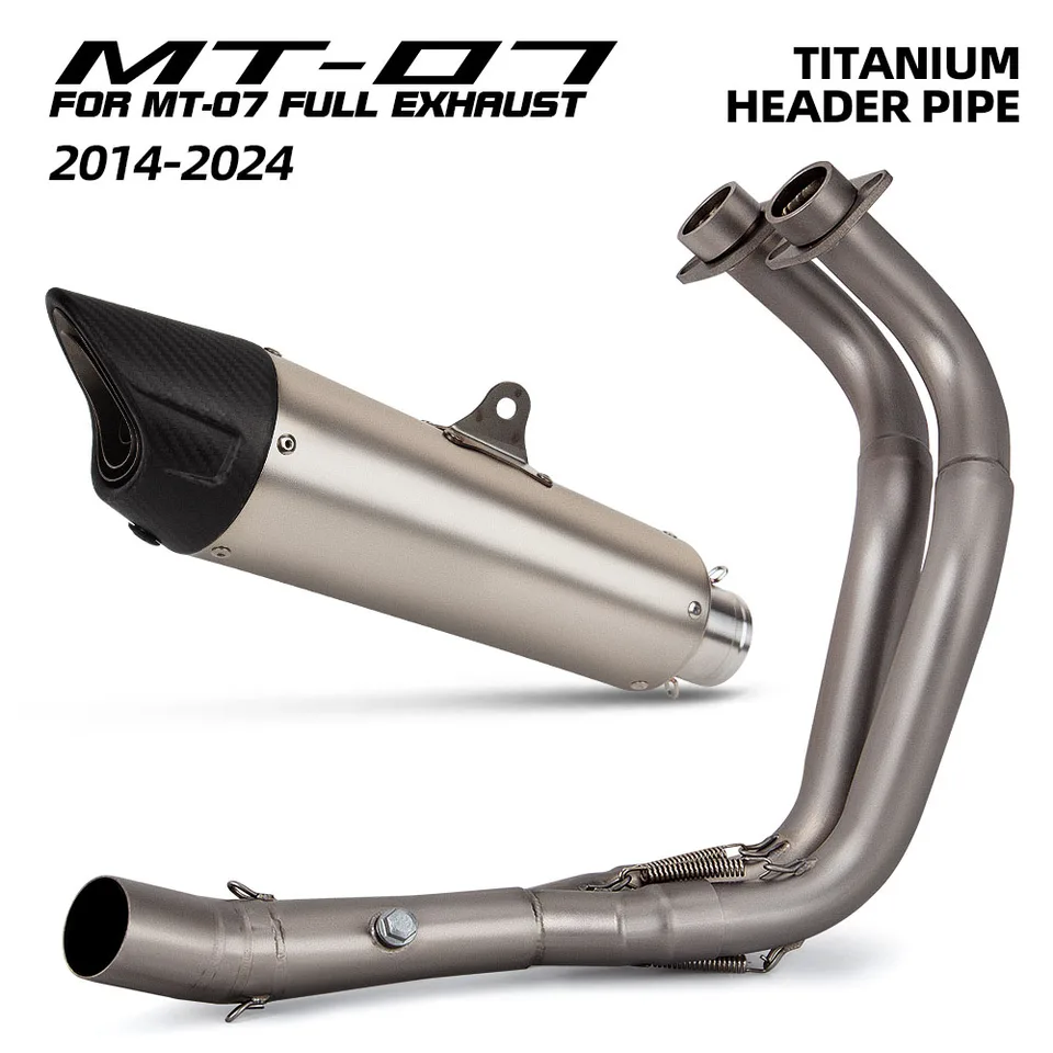 Pre Yamaha MT07 Tracer700 GT 2014-2024 XSR700 FZ07 ZAR Plnok Súprava výfukových systémov pre motocykle Výfukový systém Titán