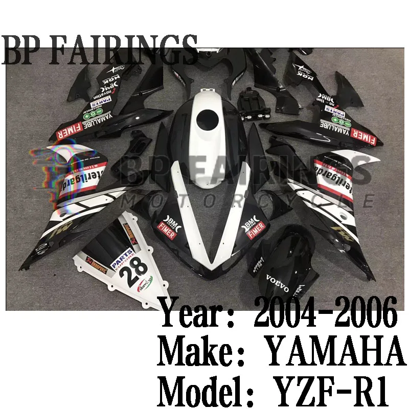 Pre Yamaha YZF R1 2004 2005 2006 Motocyklová karoséria sada vstrekovanie ABS Plastics Plné kapotáž sada čiernej bielej