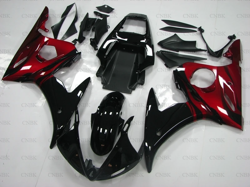 pre Yamaha Yzfr6 2003 - 2005 ABS Fairing Yzfr6 2004 Čierne plastové kapotáž YZF600 R6 2003 ABS Fairing Nestroha