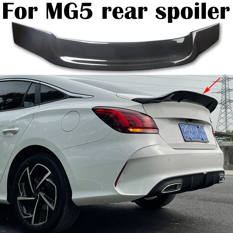Pre zadný spojler MG5 2020 2021 2022 2023 Vysoko kvalitné skutočné uhlíkové vlákno/ABS Car Cover Trunk Cover Wing Spoiler Airfoil Accessorie