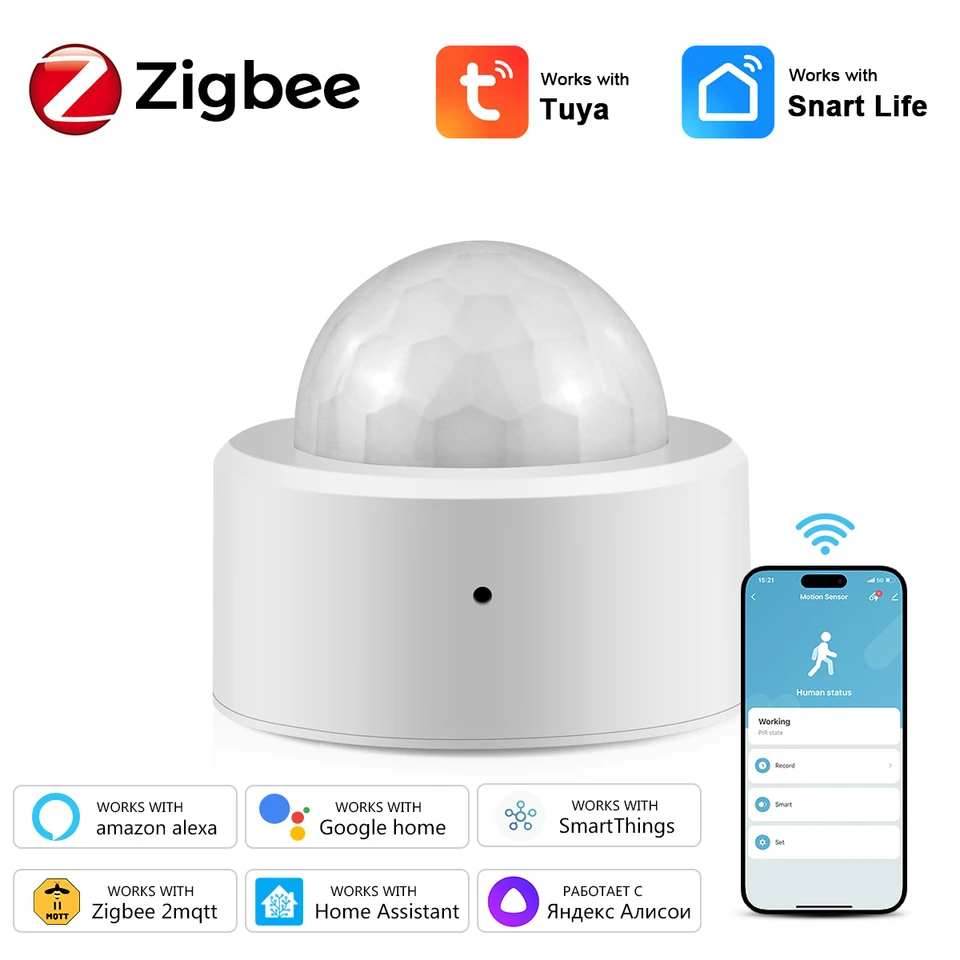 Pre Zigbee tuya, Mini Pir Move Movement Human Body Sensor Smart Home Automation Domáca bezpečnosť Alarm Detector 5m Vzdialenosť 5m
