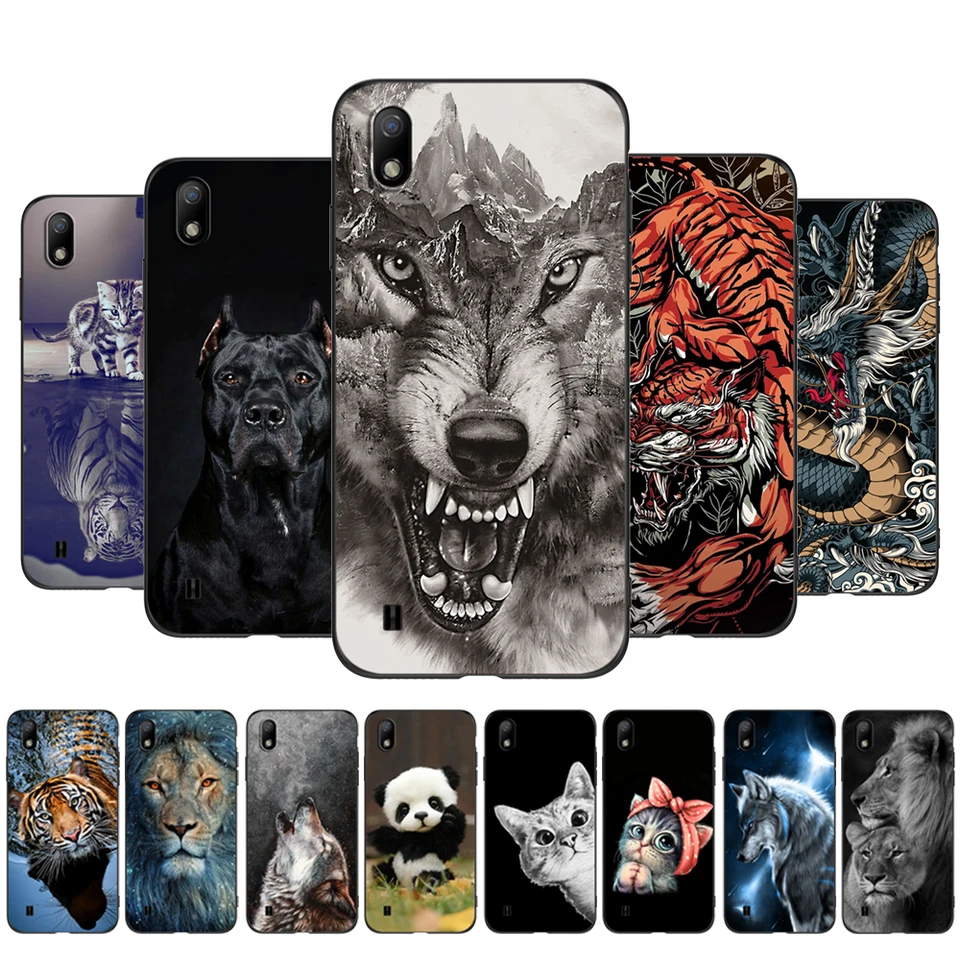 Pre Zte Blade A7 2019 Telefón zadný kryt čierny TPU puzdro Lion Wolf Tiger Dragon