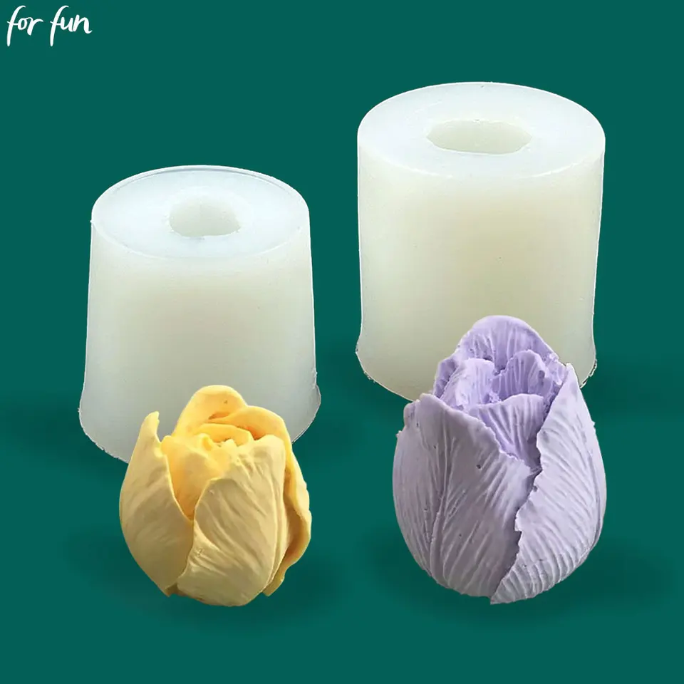 Pre zábavu 3D tulipánové kvetinové púčiky silikónové sviečky aromaterapeutické sviečky ručne vyrábané mydlové sadrové živice