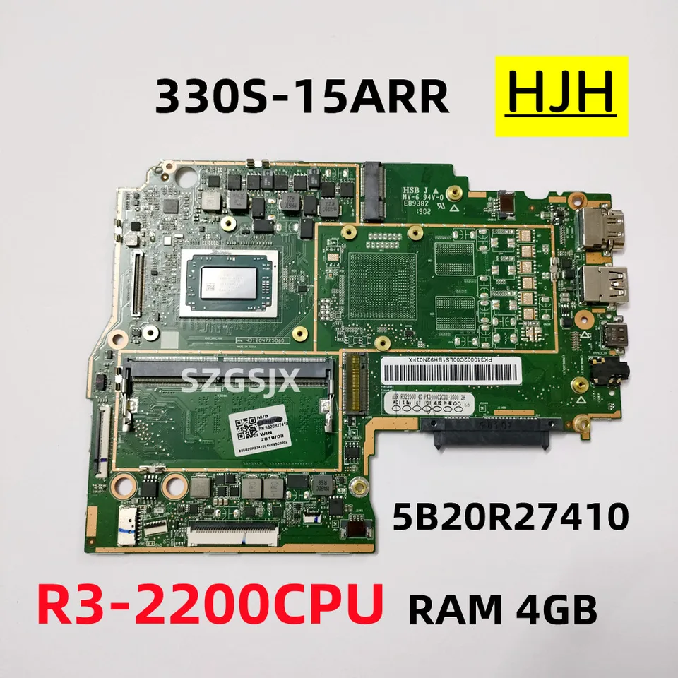 Pre základnú dosku Lenovo 330S-15ARRAR s notebookom s CPU Ryzen 3 R3-2200, 4 GB-RAM, 5B20R27410, 5B20R27415 100% test OK OK