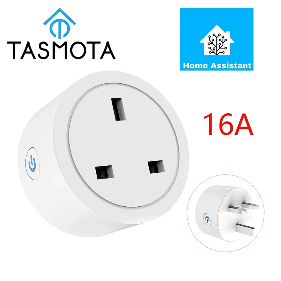 Preblesené Tasmota UK Plug WiFi 16A Adaptér Smart Socket Outlet s Power Monitor MQTT spolupracuje s domácim asistentom ESP8285