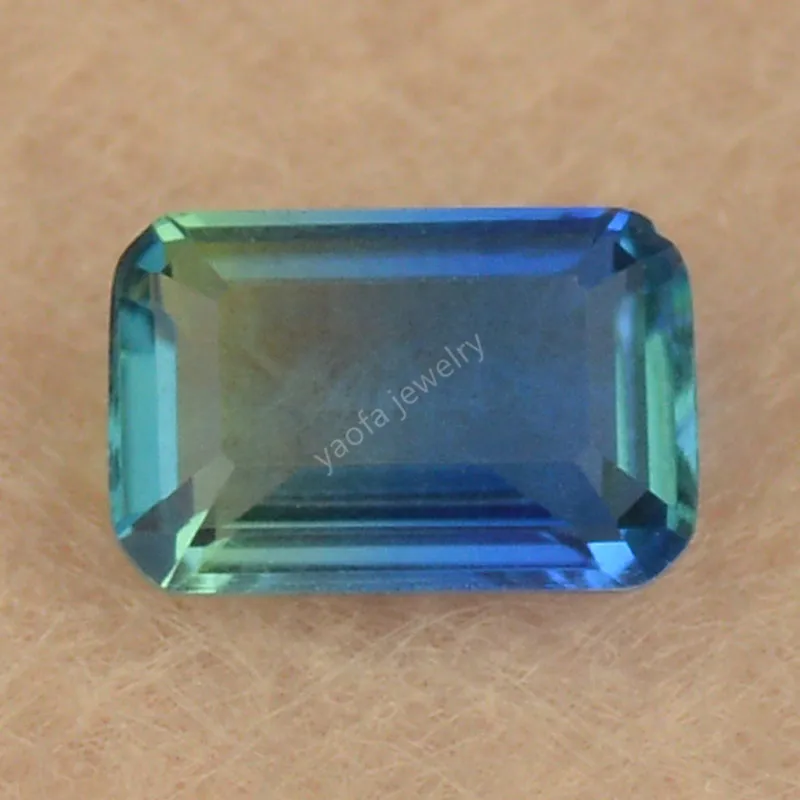 Predaj 4x6mm-13x18 mm modrý bicolor fúzový vodný melón Tourmaline kamene obdĺžnik Cut Glass Gems pre povrch šperkových krúžkov