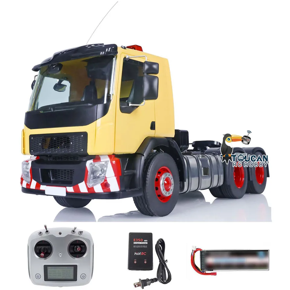 Predaj Lesu RC 1/14 Tractor Truck RTR 6x6 Kovový podvozok Maľované diaľkové ovládacie autá svetlá zvuku fajčiarsky model Toucan THZH1604