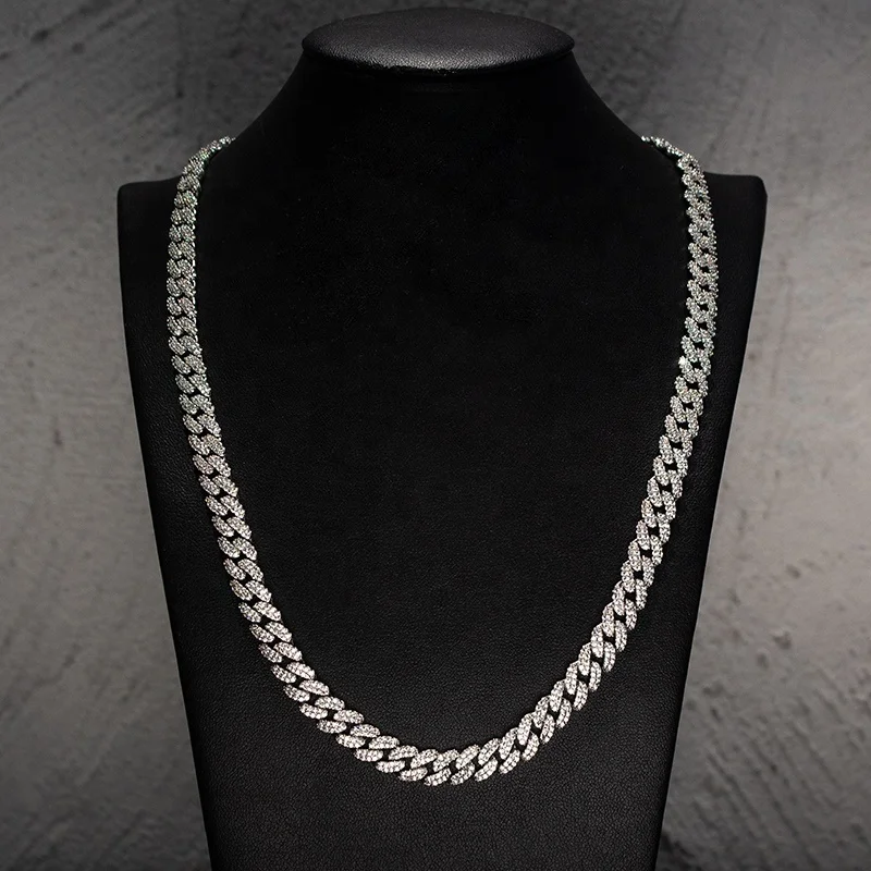 Predaj v továrni VVS Mossanite náhrdelník Miami 2 riadky Sterling Silver 925 6 mm Moissanit Cuban Link reťazec