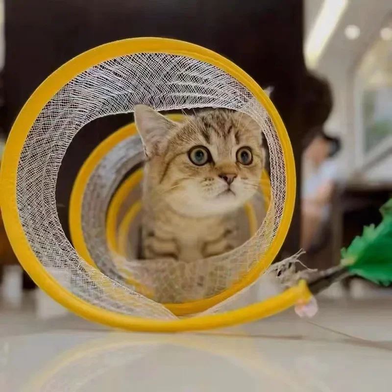 Predajný predaj zložené mačacie tunel s tunel Spring Spring Toy Mouse s guľami Crinkle Cat Cat Cat Hračky pre mačiatko interaktívne
