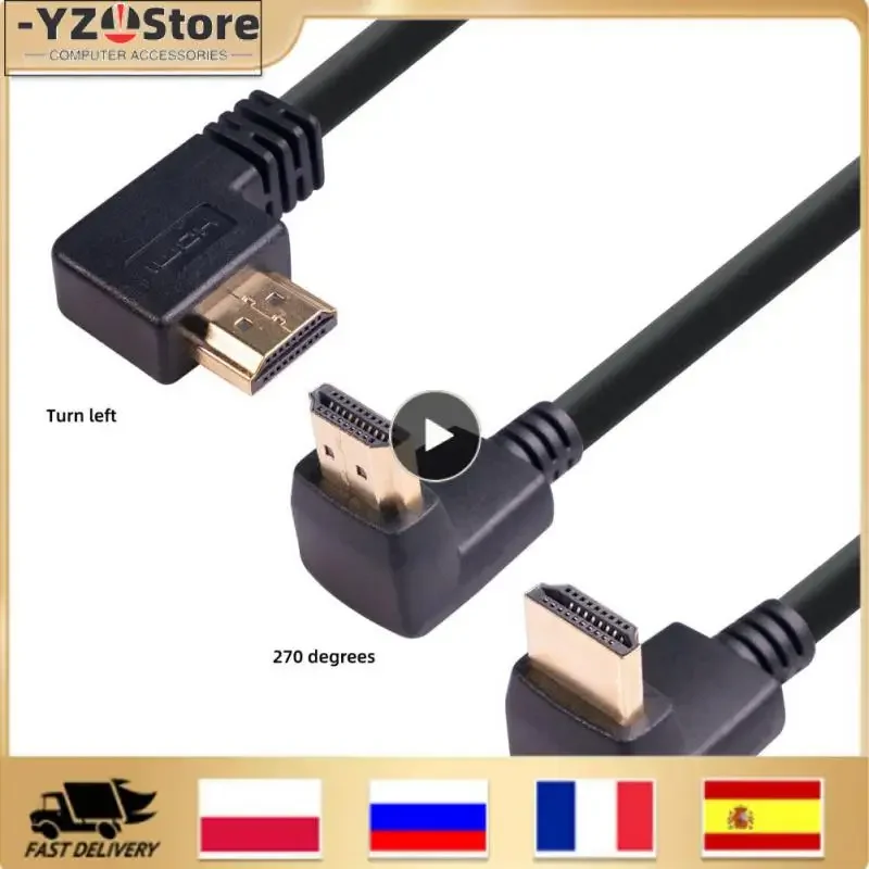 Predlžovací kábel HDTV 90/270 stupňa pravého uhla lakťového kábla Muž k ženskému predlžovaniu 2k*4k@60Hz Ultra 3d 1080p ethernet