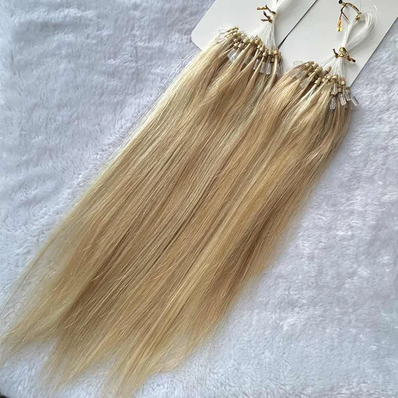 Predlžovanie vlasov MicroLink Human Vlasy P18-613# Zlatohnedá zmes Bieli Blonde vlasy 30 g/balenie Micro Loop Hair 50 prameňov pre ženy