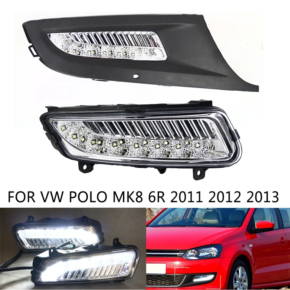 Predná hmlová lampa LED Auto LED DRL pre VW Volkswagen Polo MK8 6R 2011 2012 2013 2013 Predný nárazník LED FOG Hmlové svetlo obal 6. 941 699 6RD 941 700