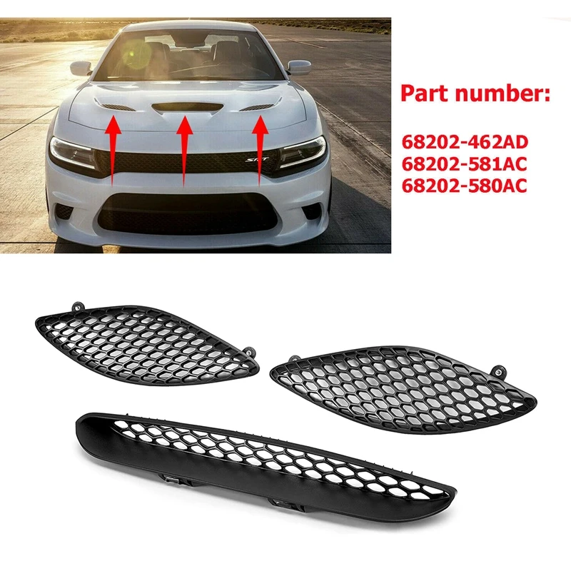 Predná kapucňa mriežka mriežka gril kapota krycta rám pre Dodge Charger Srt Hellcat 2015-2020 68202462AD 68202581AC