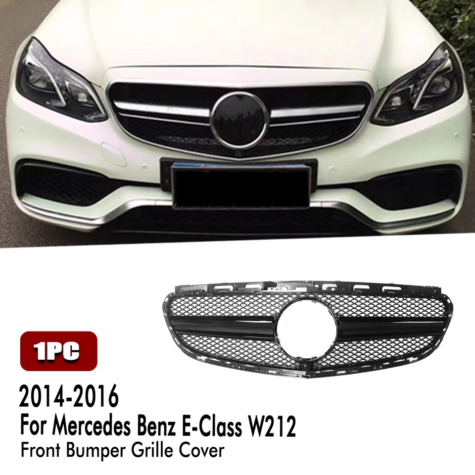 Predná mriežka pre Mercedes Benz E Class W212 2014-2016 E200 E250 E300 E350 AMG Čierna/strieborná horná nárazníčka Gril