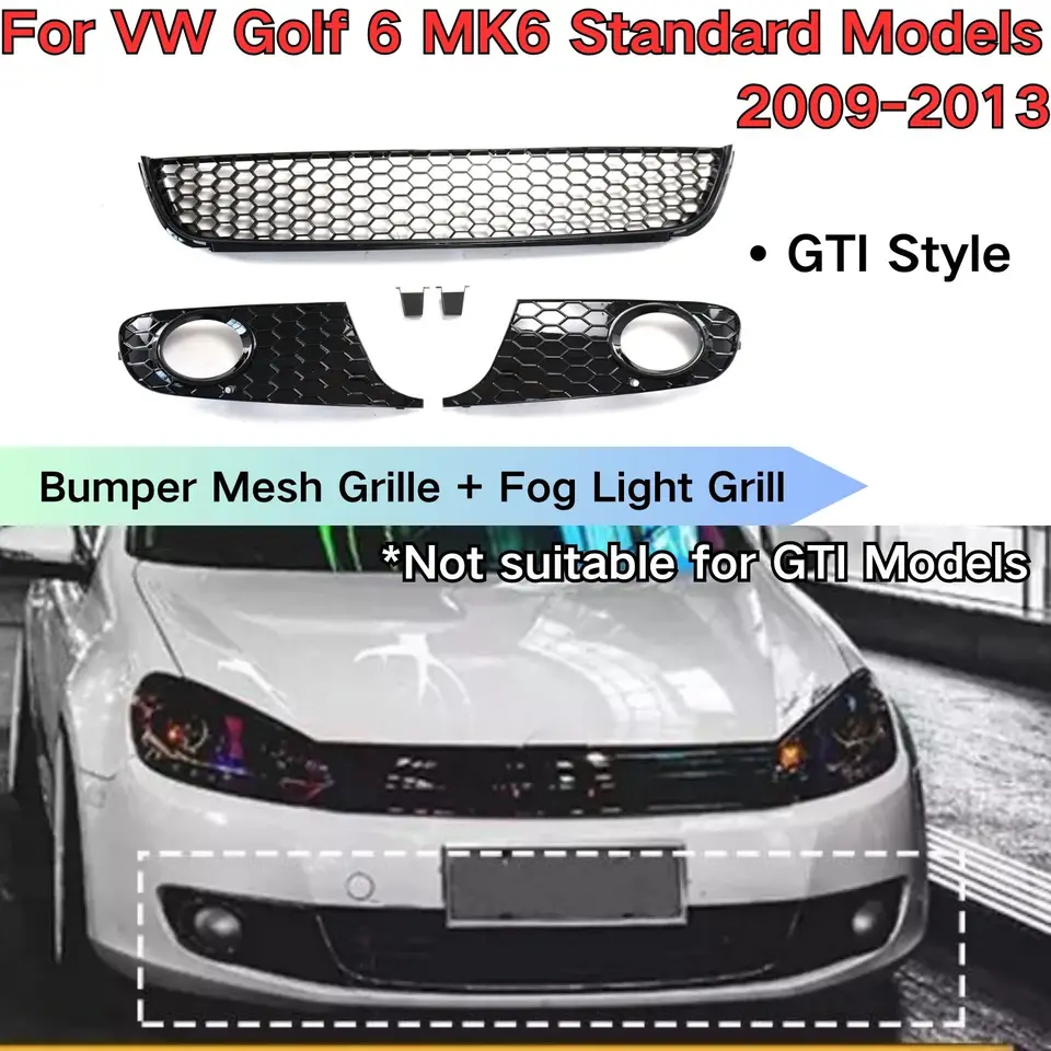 Predná spodná nárazníčka mriežka Grille Fog Light Grill pre VW Golf 6 MK6 Štandardné modely 2009 2010-2013