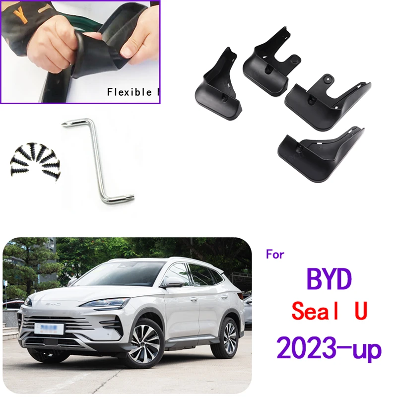 Predné a zadné blatníky auto odolné blato blatových klapiek pre Splash Guards for Byd Song Plus Majster Edition SEAL U EV DMI 2023 2024
