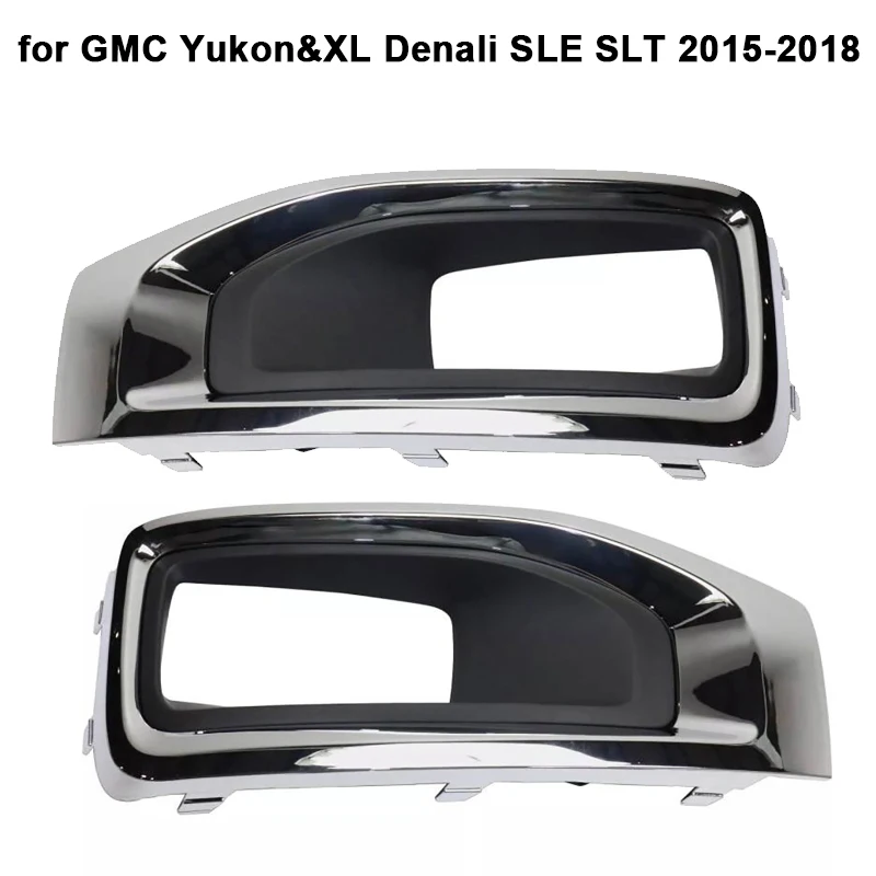 Predné hmlové svetlá kryt mriežky Rám hmlové žiarovka Fit pre GMC Yukon XL Denali SLE SLT 2015-2018