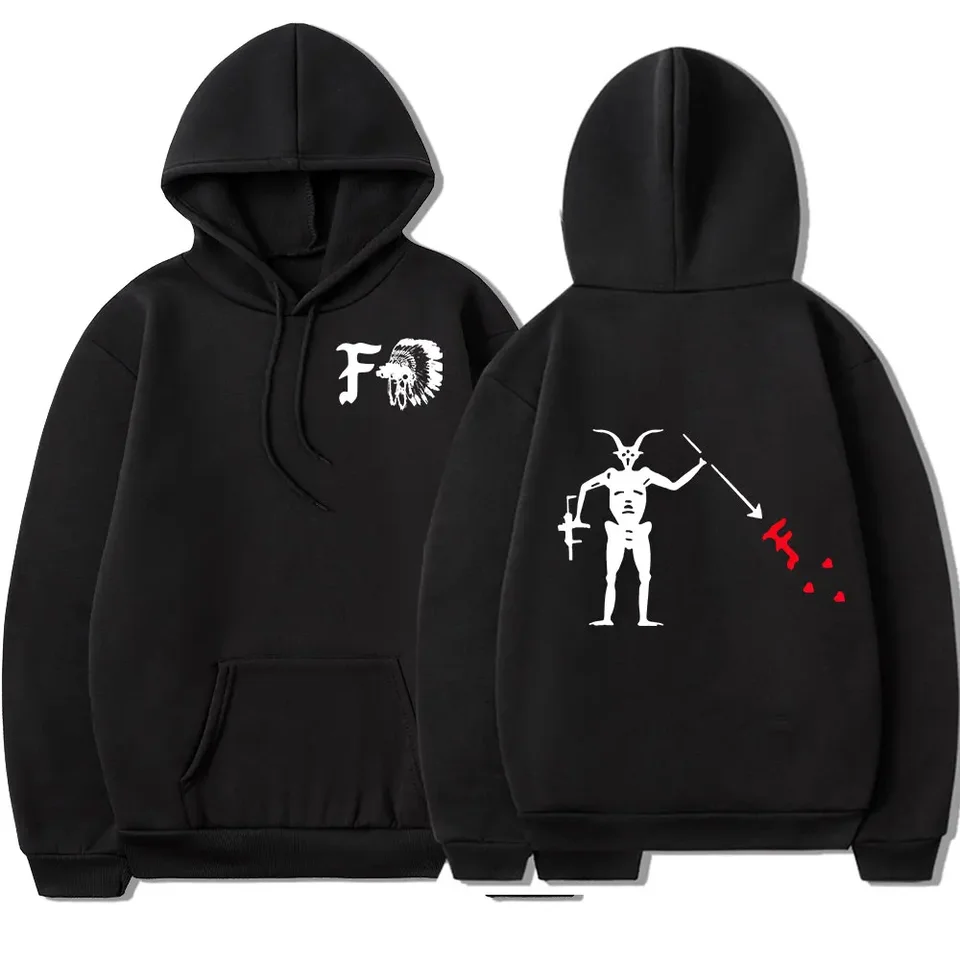 Predné pozorovania skupinová kapucňa kostra smrť Satan Men Grafické mikiny s kapucňou gotické oblečenie mikiny harajuku streetwear