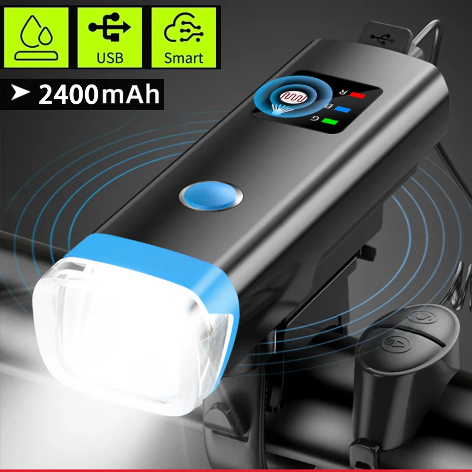 Predné svetlá na bicykli automatické vypnutie super jasného USB Nabíjateľná sada LED Mount Bike Lights Witerproof Flashligh Horn