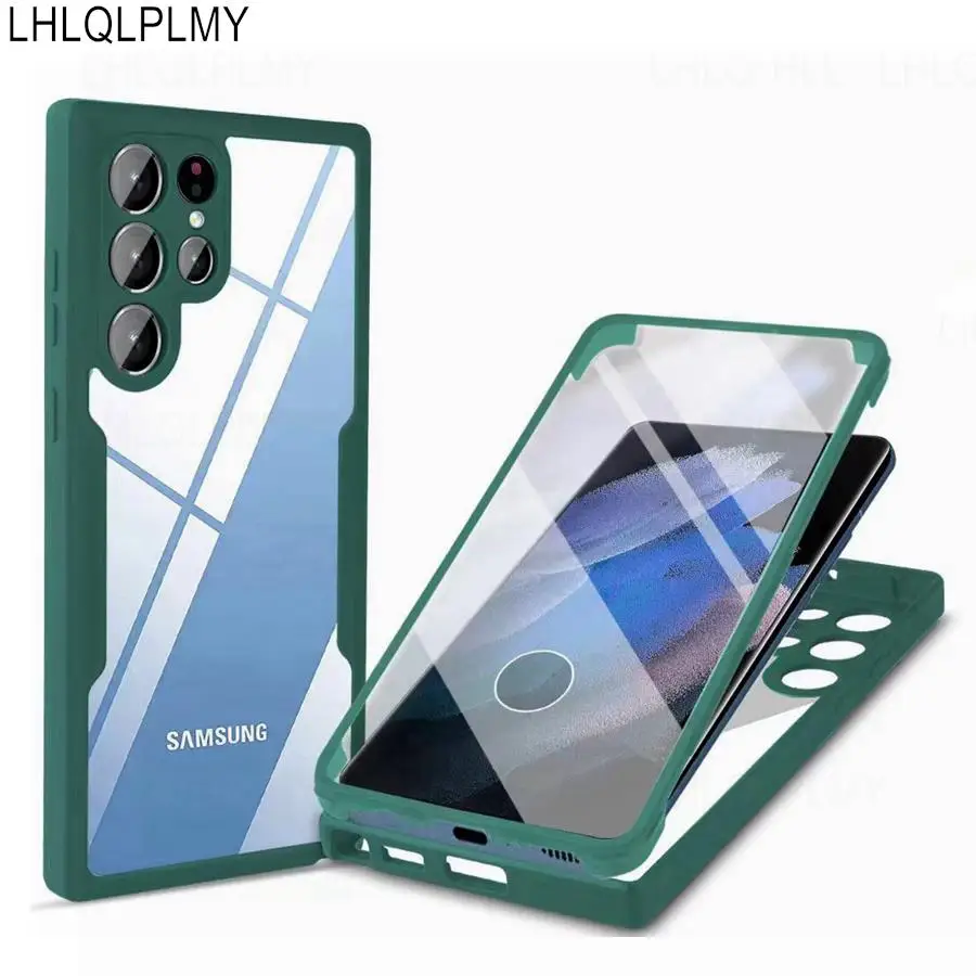 Predné + zadné ochranu proti šokom odolné voči nárazu pre Samsung Galaxy S21 Fe S22 Plus S23 Ultra S24 A52 A52S 5G A10S A20S 360 ° C kryt
