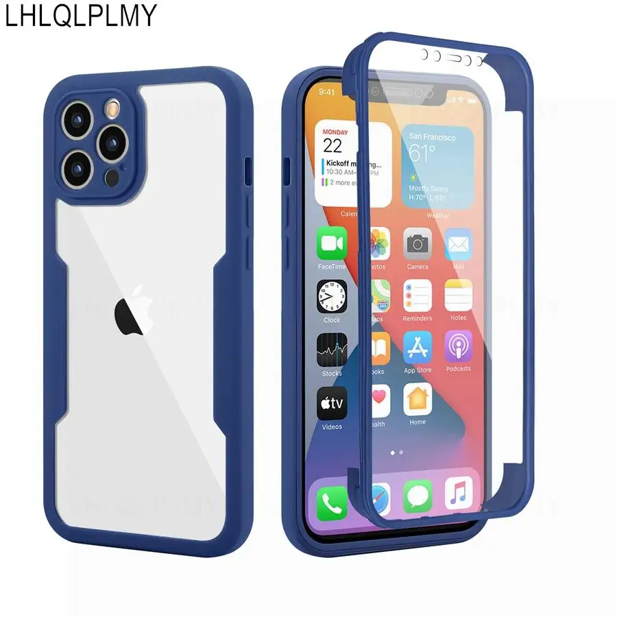 Predné + zadné ochranu šokusného puzdra pre iPhone 15 14 xr xs x 11 12 13 Pro Max Mini SE 2020 8 7 Plus 360 stupňov krycí