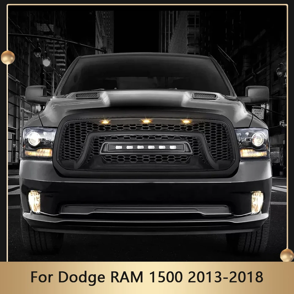 Predný horný nárazník Grills Grill Auta prednú mriežku s LED svetlom pre Dodge Ram 1500 2013-2018