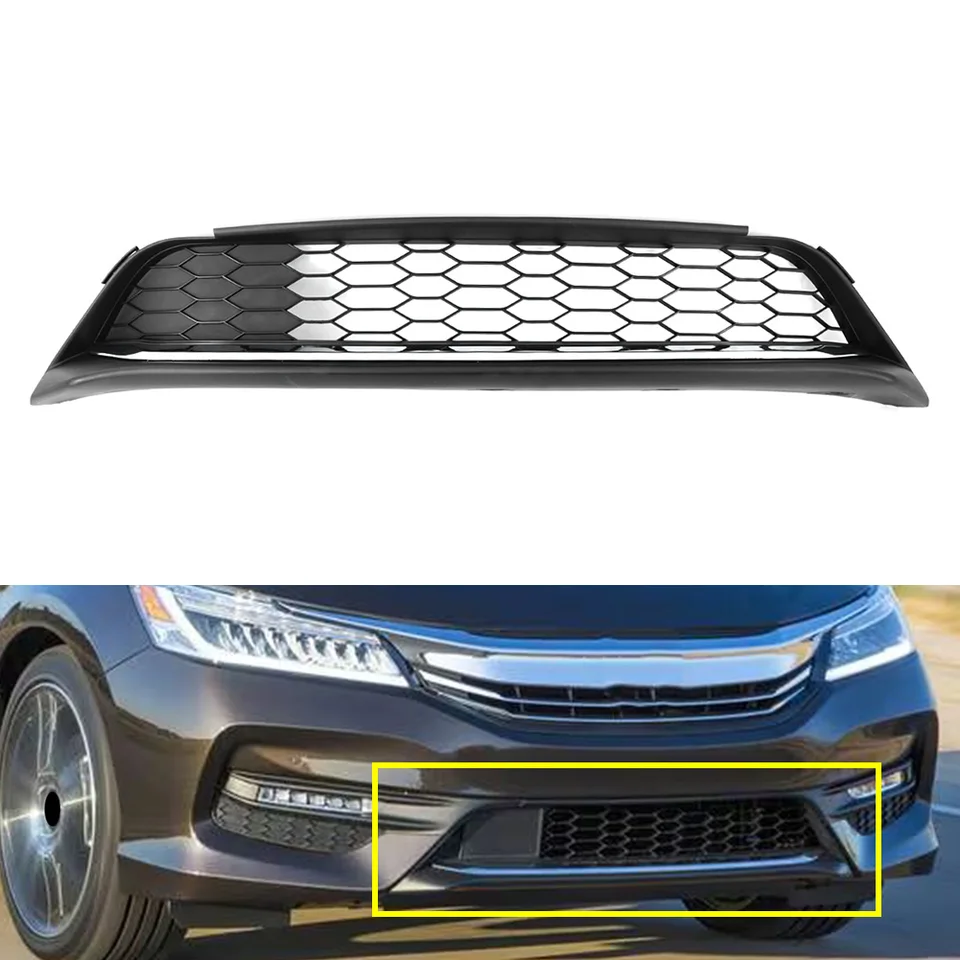 Predný nárazník automobilu dolná mriežka čierna + Chrome ABS Plaster pre Honda Accord 2016-2017 HO1036126 71152T2FA50