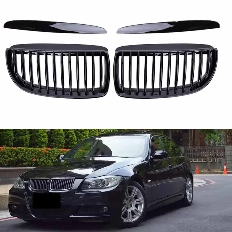 Predný nárazník automobilu pre BMW E90 E91 3 Series 323i 328i 335i 330I 325i 05-08 ABS Pulleco Grille Grille Racing Grill Gloss Black