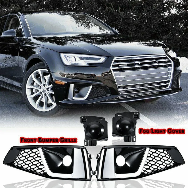 Predný nárazník Grill Fog Light Lamp Cover For- A4 B9 S-Line S4 2019-2020 Čierna 8WD807681J 8WD807682J
