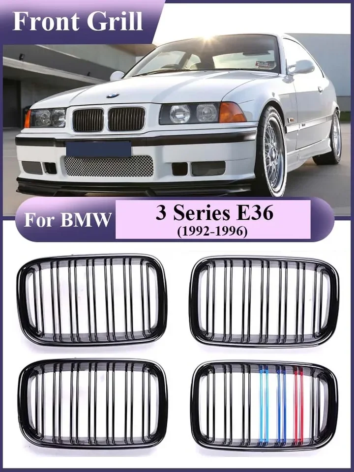Predný nárazník Kidney M štýl gril pre BMW 3 Series E36 1992-1996 Radiator Racing Grille 325i 320I 328i FaceLift Car Accessories