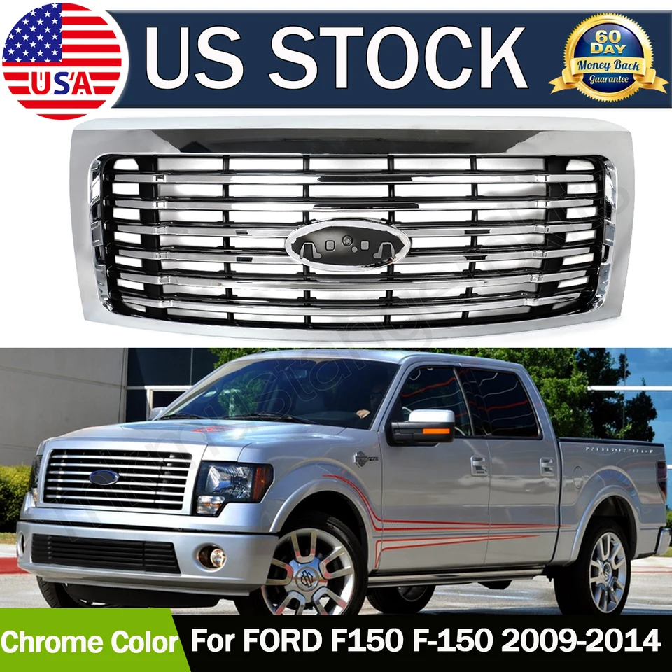 Predný nárazník pre roky 2009-2014 Ford F150 HARLEY-DAVIDSON MONTÁŽ GRILE Chrome Chrome Chrome Chrome Chrome Radiator mriežka Vzduchová mriežka